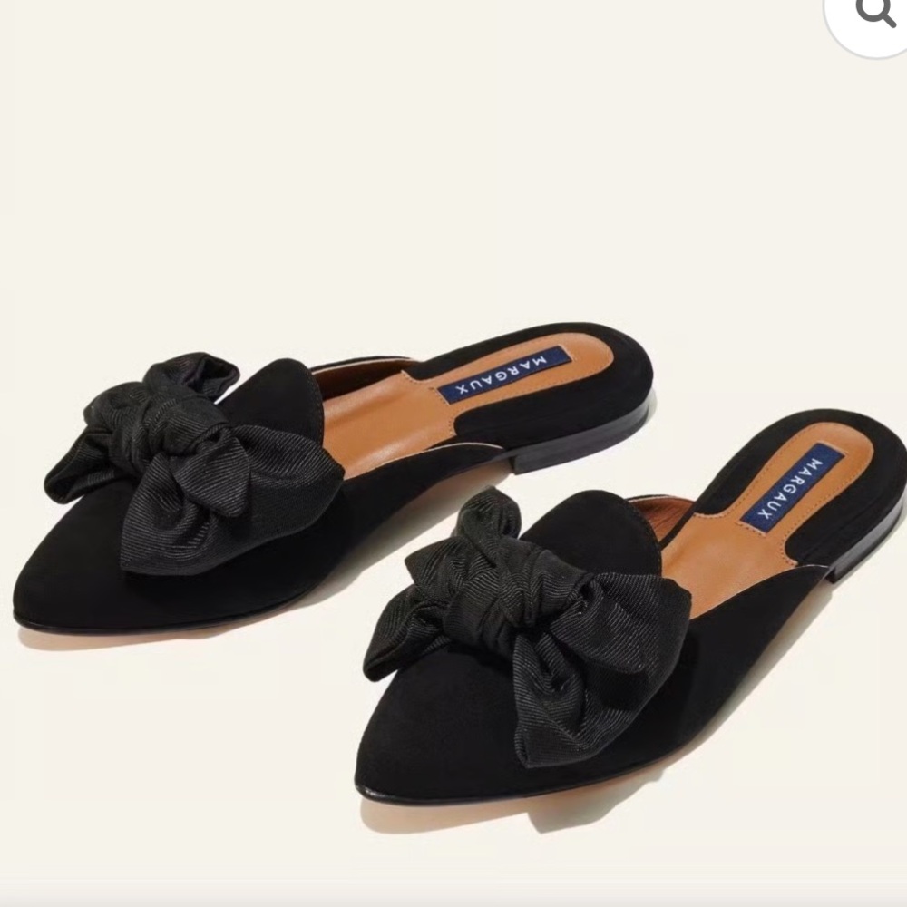 Margaux Black Mules with Bow Detail